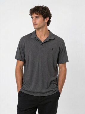 Polo Ralph Lauren Heather Gray Polo Shirt Short Sleeve Preppy Cotton Men's Large